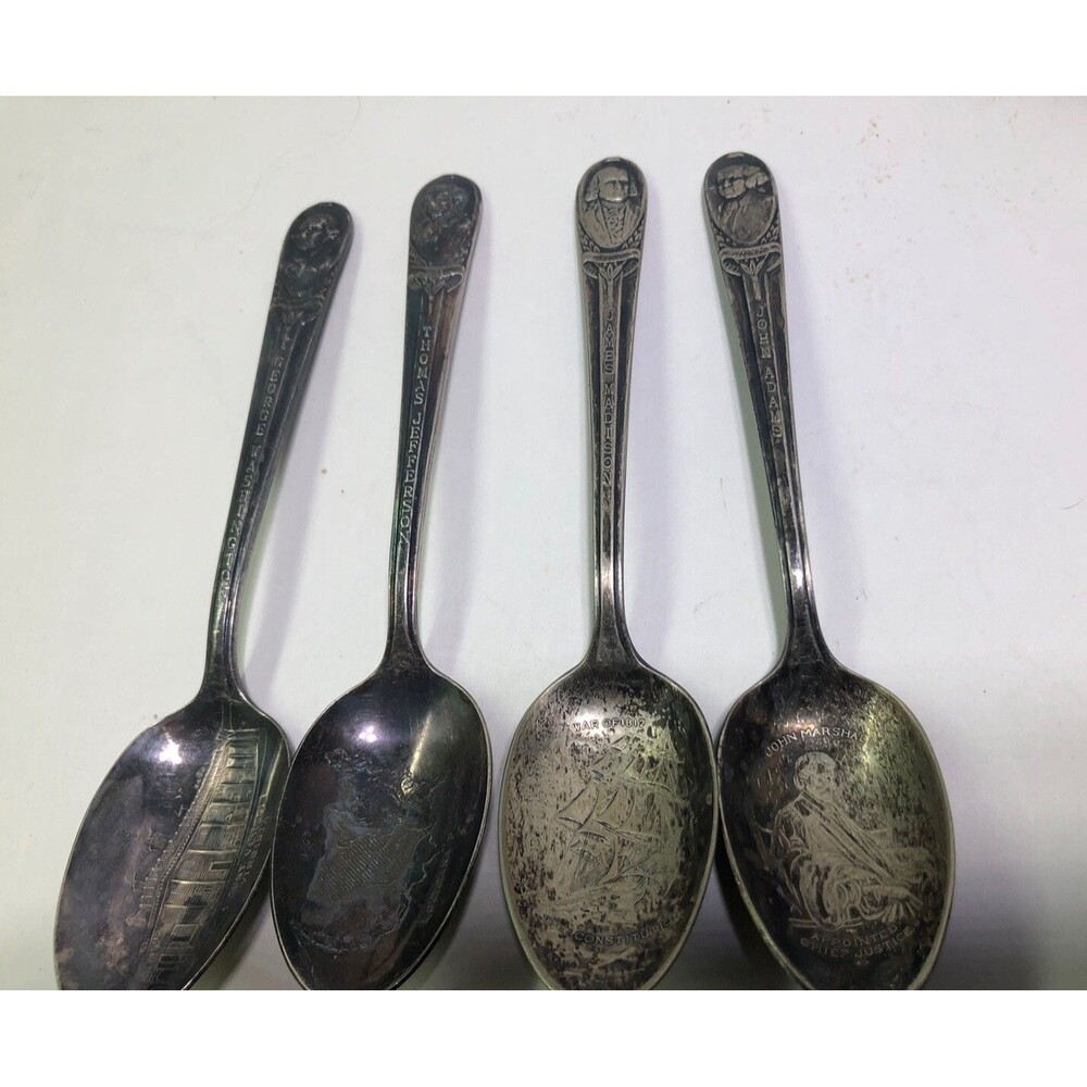 4 Presidential Spoons Rodgers Silverplate Washington Jefferson ,Madison,Adam’s,